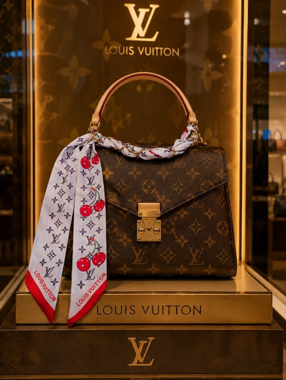 LV Logo Bag Chain Scarf